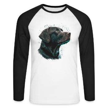 Wishing Labrador Retriever - T-shirt baseball manches longues Homme - blanc/noir - Devant - Nik (191cm)