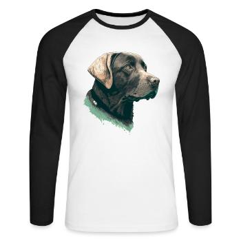Belle illustration Vue latérale Labrador Retriever - T-shirt baseball manches longues Homme - blanc/noir - Devant - Nik (191cm)
