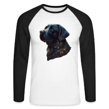 Incroyable Labrador Retriever avec un corps de style feuilles - T-shirt baseball manches longues Homme - blanc/noir - Devant - Nik (191cm)
