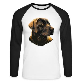 Labrador retriever formel - T-shirt baseball manches longues Homme - blanc/noir - Devant - Nik (191cm)