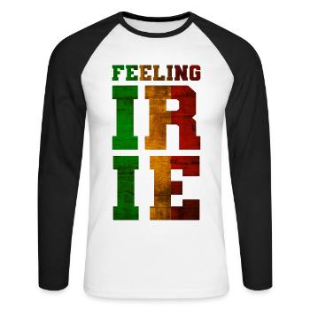 FEELING IRIE Rastafari Devise - T-shirt baseball manches longues Homme - blanc/noir - Devant - Nik (191cm)