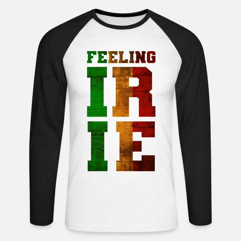 FEELING IRIE Rastafari Motto - Unisex Baseballshirt langarm - Weiß/Schwarz
