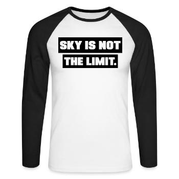 Le ciel n’est pas la limite motivation Dictons - T-shirt baseball manches longues Homme - blanc/noir - Devant - Nik (191cm)