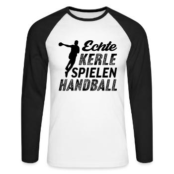 Echte Kerle Spielen Handball - Unisex Baseballshirt langarm - Weiß/Schwarz - Vorne - Nik (191cm)