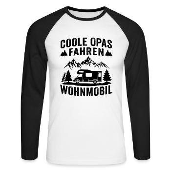 coole opas fahren wohnmobil - Unisex Baseballshirt langarm - Weiß/Schwarz - Vorne - Nik (191cm)