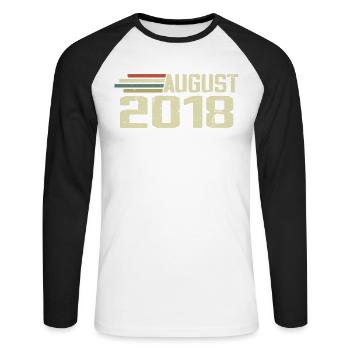Geboren August 2018 Jubiläum August 2018 Jahrgang - Unisex Baseballshirt langarm - Weiß/Schwarz - Vorne - Nik (191cm)