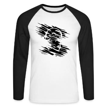Crâne crâne deux couleurs - T-shirt baseball manches longues Homme - blanc/noir - Devant - Nik (191cm)