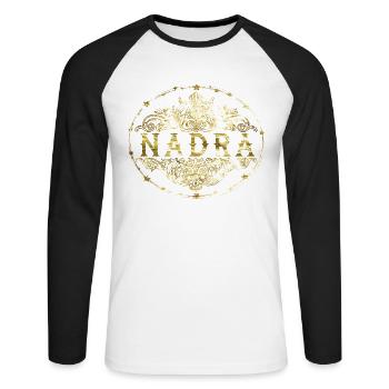 Jennifer - T-shirt baseball manches longues Homme - blanc/noir - Devant - Nik (191cm)