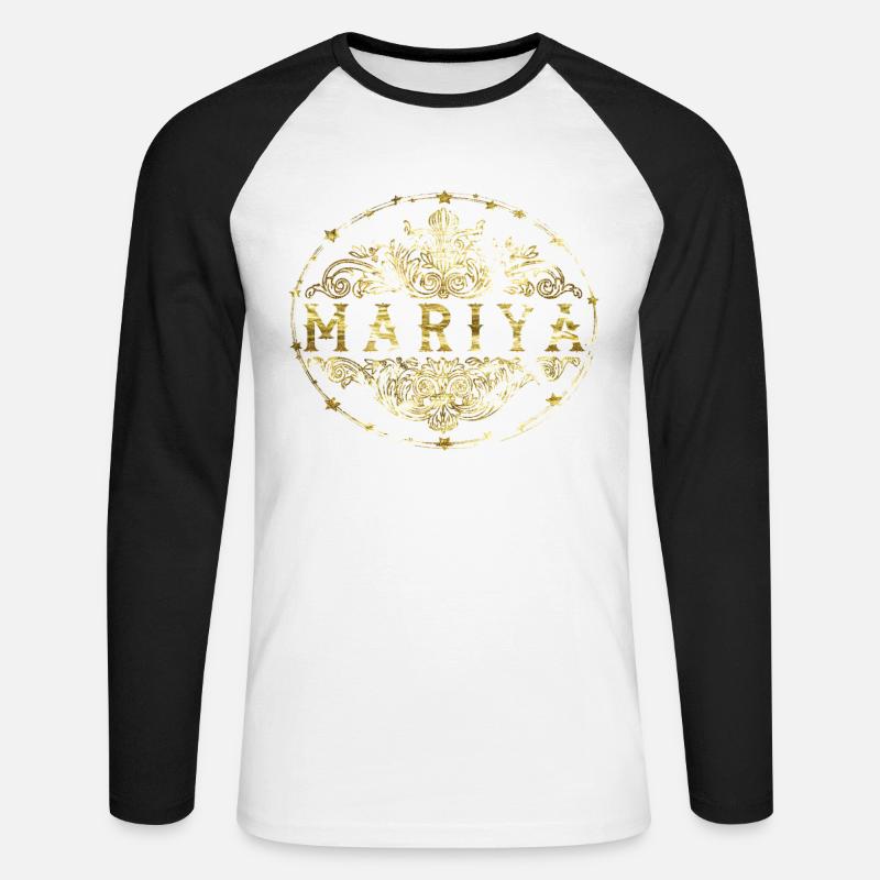 Mariya - Unisex Baseballshirt langarm - Weiß/Schwarz