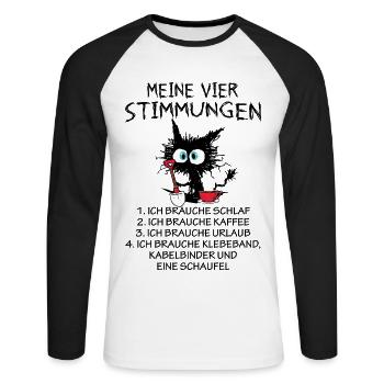 Mes quatre humeurs - T-shirt baseball manches longues Homme - blanc/noir - Devant - Nik (191cm)