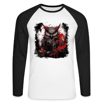 Gothic Eule - Unisex Baseballshirt langarm - Weiß/Schwarz - Vorne - Nik (191cm)
