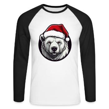 Polar Bear Christmas - Unisex Long Sleeve Baseball T-Shirt - white/black - Front - Nik (191cm)