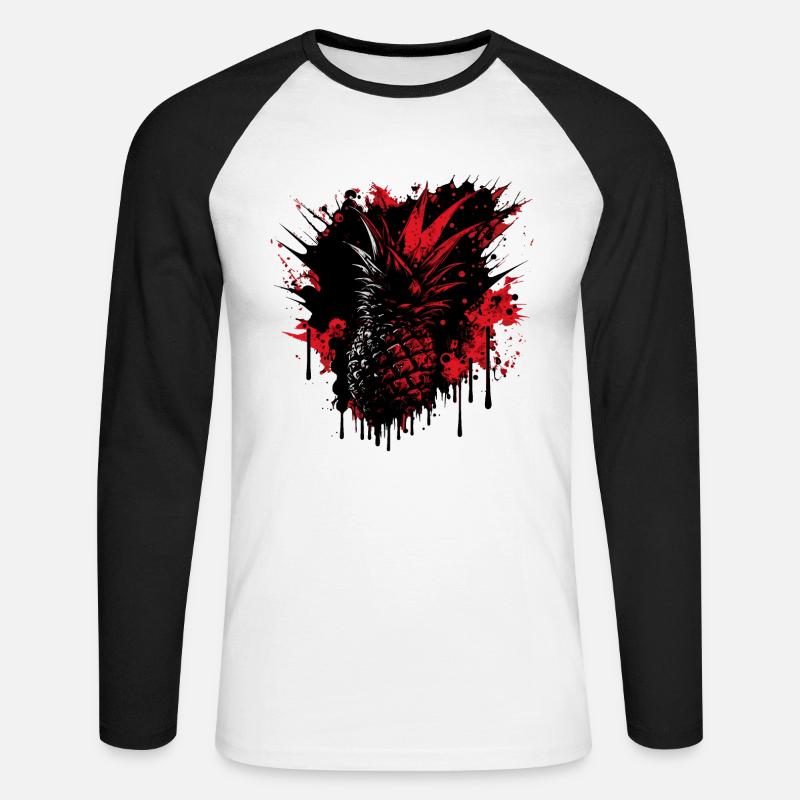 Ananas Obst - Unisex Baseballshirt langarm - Weiß/Schwarz