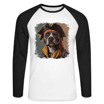 Pirate américain du Staffordshire - T-shirt baseball manches longues Homme - blanc/noir - Devant - Nik (191cm)
