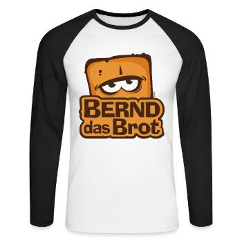 Bernd The Bread Logo - Unisex Long Sleeve Baseball T-Shirt - white/black - Front - Nik (191cm)