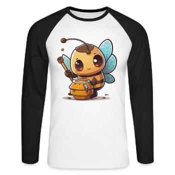 Honeybee - Unisex Long Sleeve Baseball T-Shirt - white/black - Front - Nik (191cm)