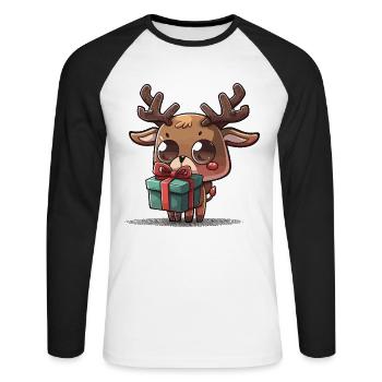 Rentier-Geschenk - Unisex Baseballshirt langarm - Weiß/Schwarz - Vorne - Nik (191cm)