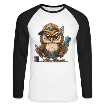 Owl Wood Works - T-shirt baseball manches longues Homme - blanc/noir - Devant - Nik (191cm)