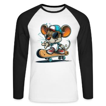 Mouse Moves - Unisex Long Sleeve Baseball T-Shirt - white/black - Front - Nik (191cm)