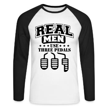 Real Men Car - Unisex Long Sleeve Baseball T-Shirt - white/black - Front - Nik (191cm)