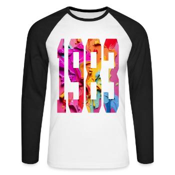 BUNT 43RD BIRTHDAY 1983 - Unisex Long Sleeve Baseball T-Shirt - white/black - Front - Nik (191cm)