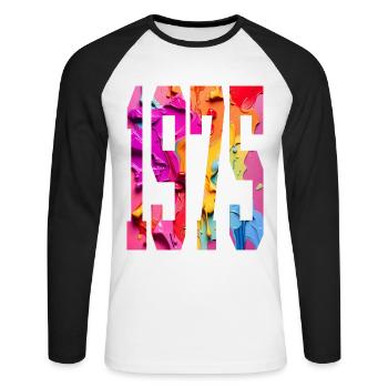 BUNT 51E ANNIVERSAIRE 1975 - T-shirt baseball manches longues Homme - blanc/noir - Devant - Nik (191cm)