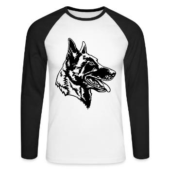 Malinois head male can be personalized - Unisex Long Sleeve Baseball T-Shirt - white/black - Front - Nik (191cm)