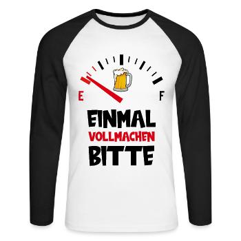 BIER SAUFEN VATERTAG MÄNNERTAG MALLE MALLORCA - Unisex Baseballshirt langarm - Weiß/Schwarz - Vorne - Nik (191cm)