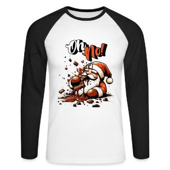 Oh No! Nice presents for chocolate fans - Unisex Long Sleeve Baseball T-Shirt - white/black - Front - Nik (191cm)