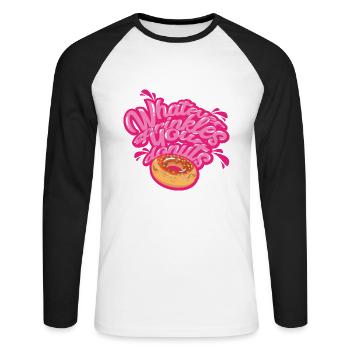 DONUT | Tout ce qui saupoudre vos beignets - T-shirt baseball manches longues Homme - blanc/noir - Devant - Nik (191cm)
