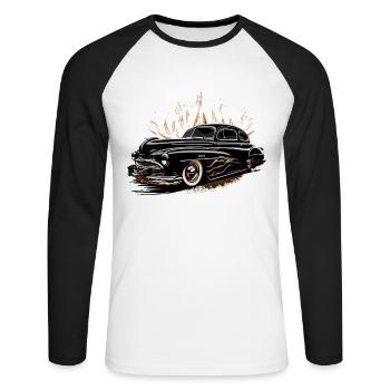 Black Hot Rod with Flames - Unisex Long Sleeve Baseball T-Shirt - white/black - Front - Nik (191cm)
