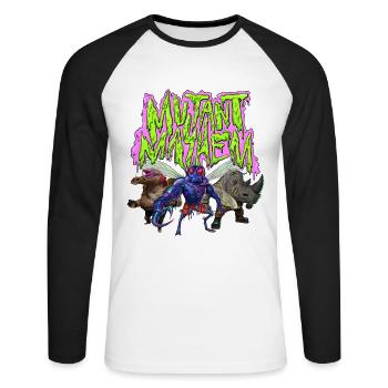 TMNT Mutant Mayhem Mit Villains - Unisex Baseballshirt langarm - Weiß/Schwarz - Vorne - Nik (191cm)