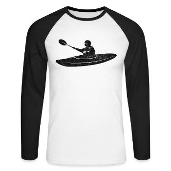 Kayak whitewater paddle vintage - Unisex Long Sleeve Baseball T-Shirt - white/black - Front - Nik (191cm)