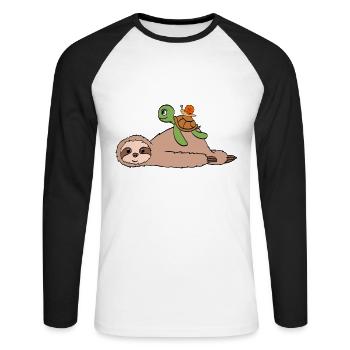 Pour les amoureux des animaux Grande chemise - T-shirt baseball manches longues Homme - blanc/noir - Devant - Nik (191cm)