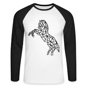 Ligne géométrique du cheval - T-shirt baseball manches longues Homme - blanc/noir - Devant - Nik (191cm)