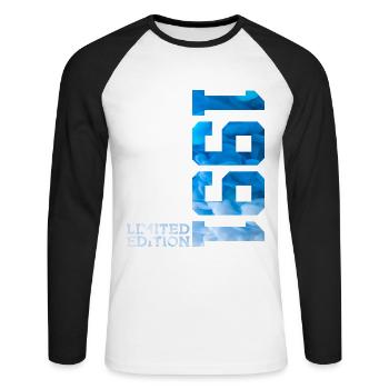 35E ANNIVERSAIRE ÉDITION LIMITÉE 1991 - T-shirt baseball manches longues Homme - blanc/noir - Devant - Nik (191cm)