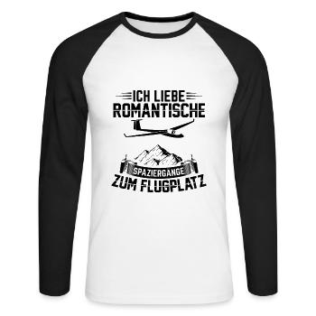 Flugplatz | Segelflug Segelflieger Pilot Geschenke - Unisex Baseballshirt langarm - Weiß/Schwarz - Vorne - Nik (191cm)
