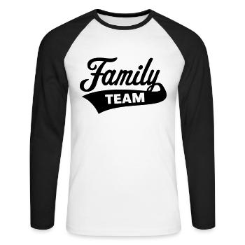Family Team (Family / Black) - Unisex Long Sleeve Baseball T-Shirt - white/black - Front - Nik (191cm)