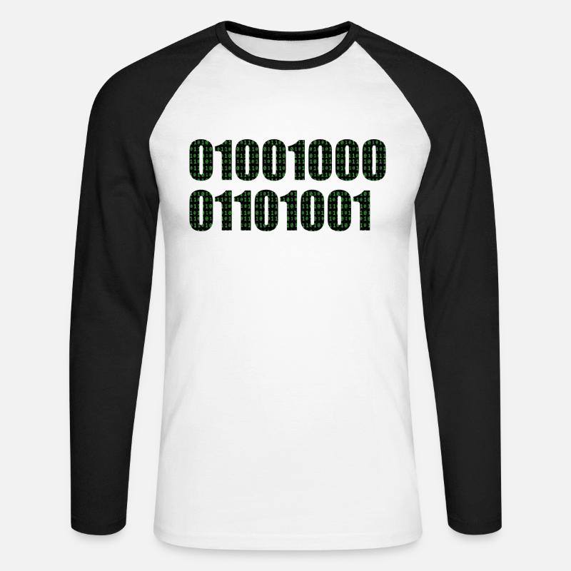 Binary code "Hi" - Unisex Long Sleeve Baseball T-Shirt - white/black