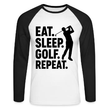 Golfers Eat Sleep Play Golf - Unisex Long Sleeve Baseball T-Shirt - white/black - Front - Nik (191cm)