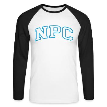 NPC gamer gaming - Unisex Baseballshirt langarm - Weiß/Schwarz - Vorne - Nik (191cm)