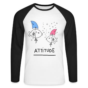 Poissons Drôles D’animaux - T-shirt baseball manches longues Homme - blanc/noir - Devant - Nik (191cm)