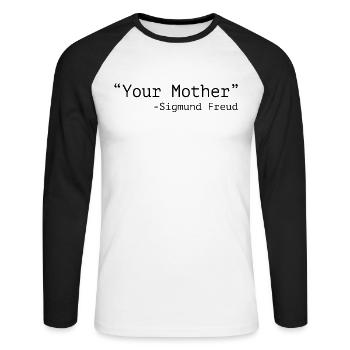 Freud - T-shirt baseball manches longues Homme - blanc/noir - Devant - Nik (191cm)