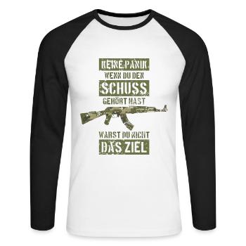 SOLDAT BUNDESWEHR BUND MG MASCHINENGEWEHR - Unisex Baseballshirt langarm - Weiß/Schwarz - Vorne - Nik (191cm)