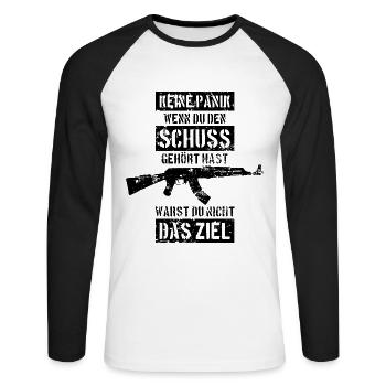 BUNDESWEHR SOLDAT SCHUSS ZIEL BUND - Unisex Baseballshirt langarm - Weiß/Schwarz - Vorne - Nik (191cm)