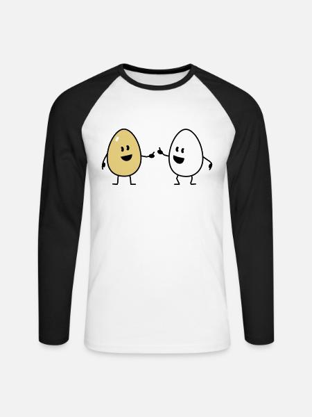 eggs - Unisex Long Sleeve Baseball T-Shirt - white/black
