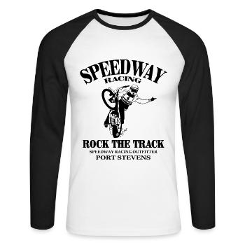 Speedway - Unisex Long Sleeve Baseball T-Shirt - white/black - Front - Nik (191cm)