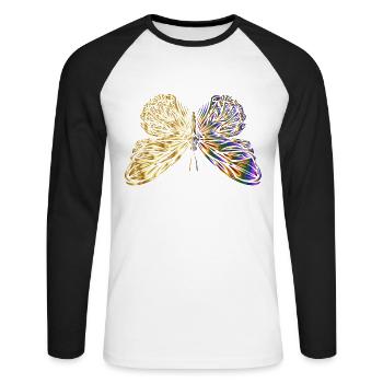 Schmetterling - Unisex Baseballshirt langarm - Weiß/Schwarz - Vorne - Nik (191cm)