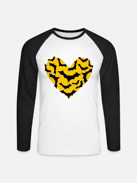 Field Mus Hjerte Bat Moon - Langærmet herre-baseballshirt - hvid/sort