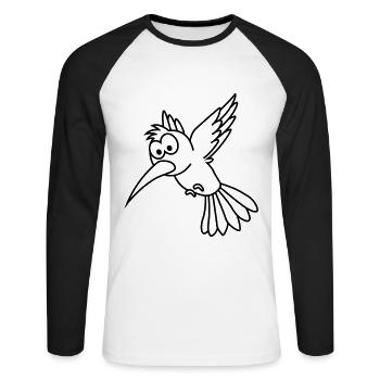 Colibri Comic Animal - T-shirt baseball manches longues Homme - blanc/noir - Devant - Nik (191cm)